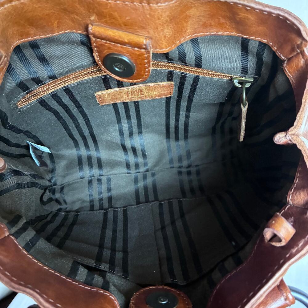 Frye Leather Satchel Purse Cognac Brown Western Boho Coastal Cowgirl Chic - Picture 9 of 12